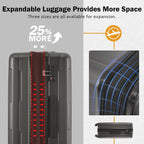 Expandable 2 Piece Luggage Set with TSA Lock and Spinner Wheels - Multiple Colors