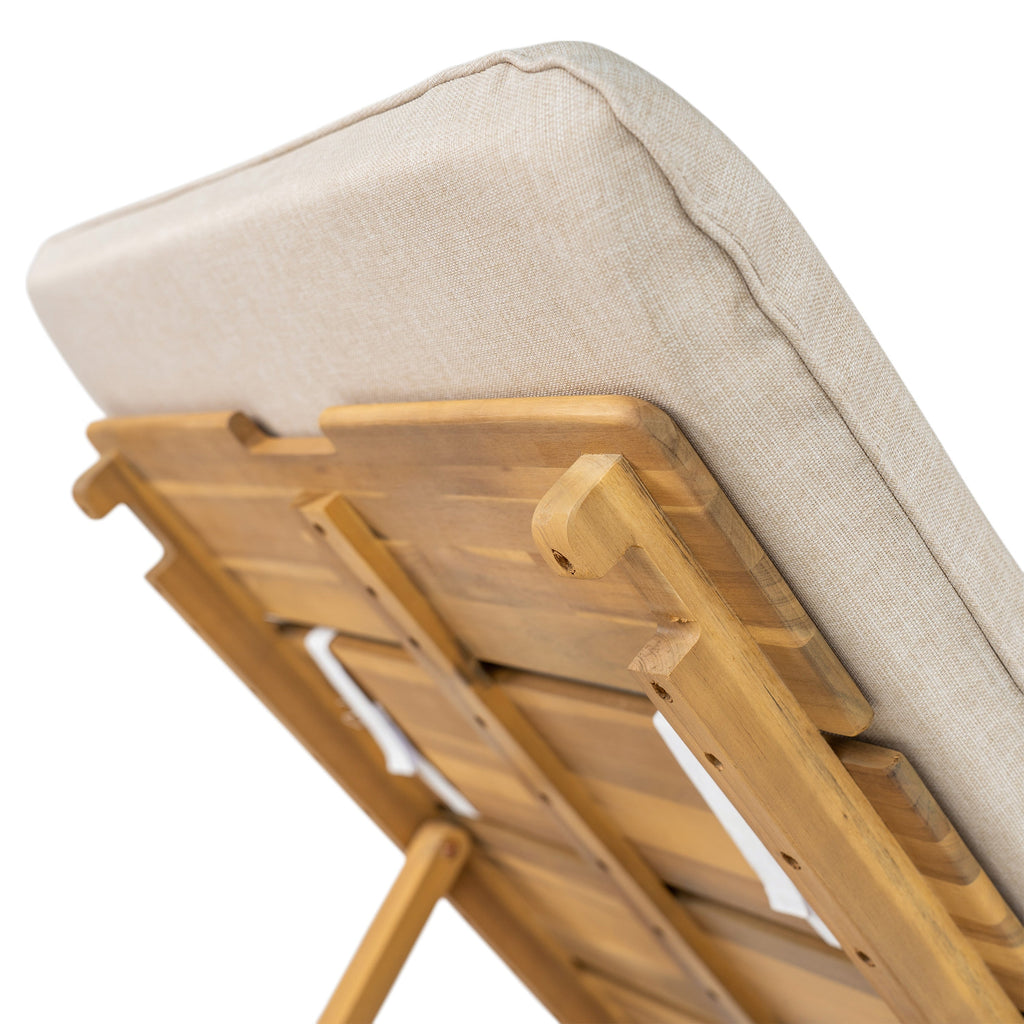 Riviera Outdoor Chaise Lounge with Wheels, Acacia Wood Frame - Natural (Set of 2)