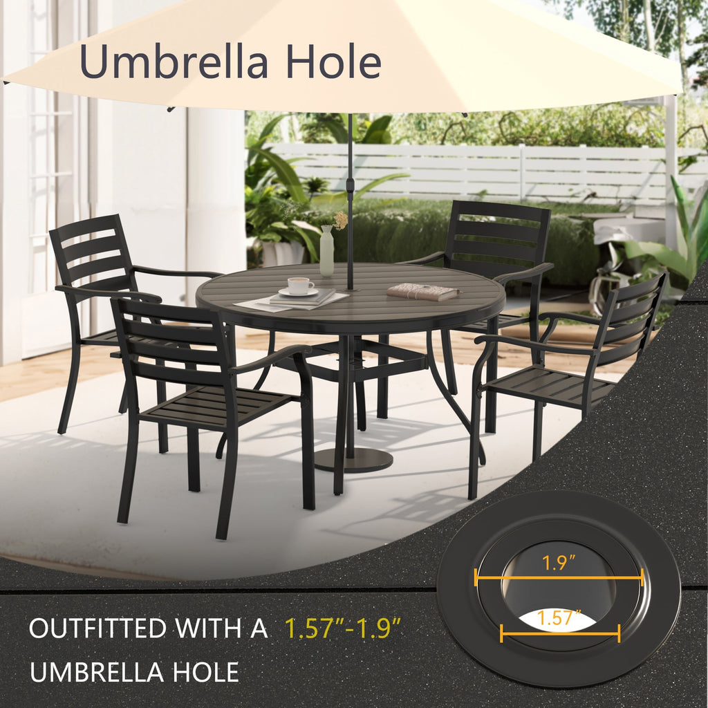 7 Pieces Outdoor Patio Dining Set with Stackable Metal Chairs - Black
