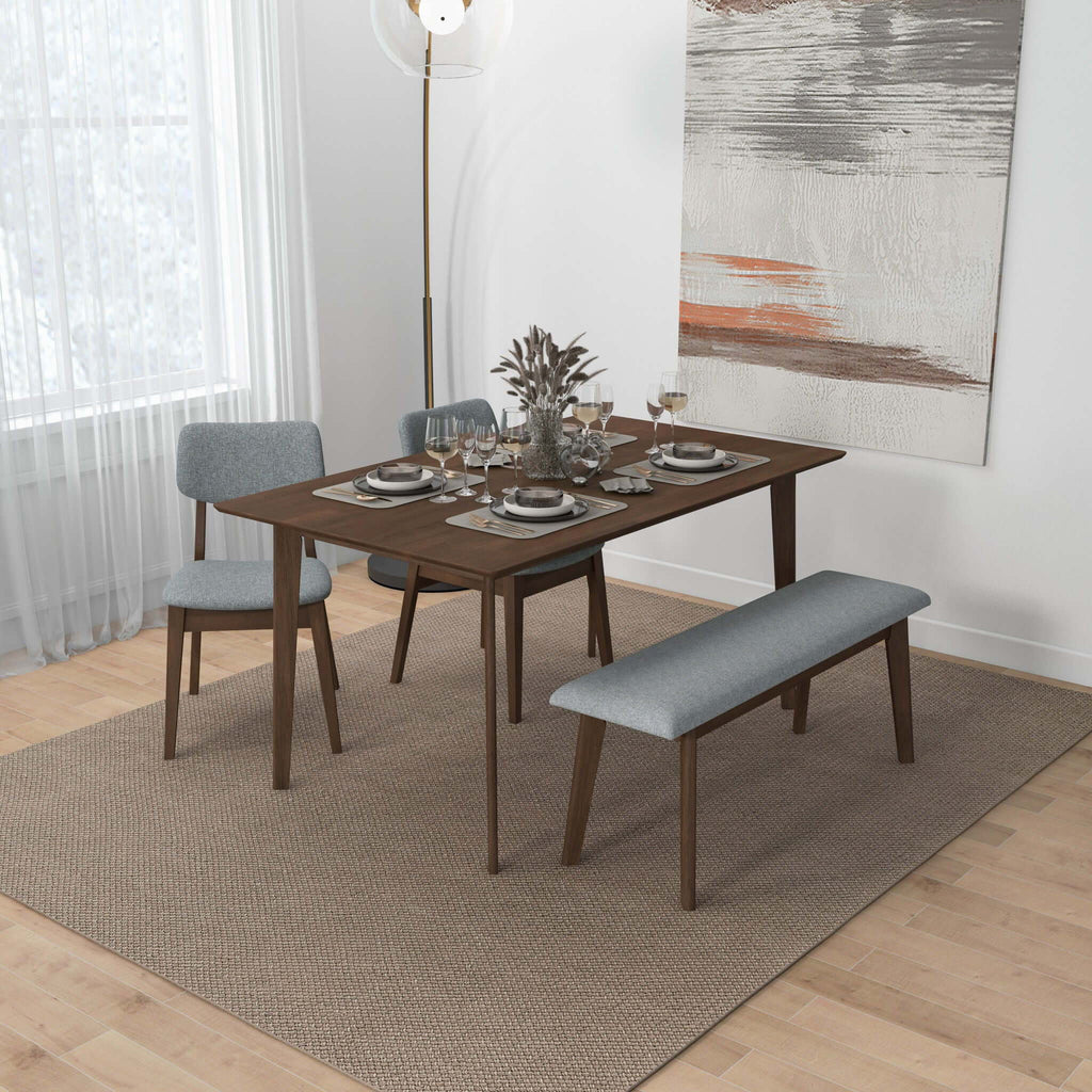 Carlos Upholstered Bench with High Density Foam Cushion - Gray