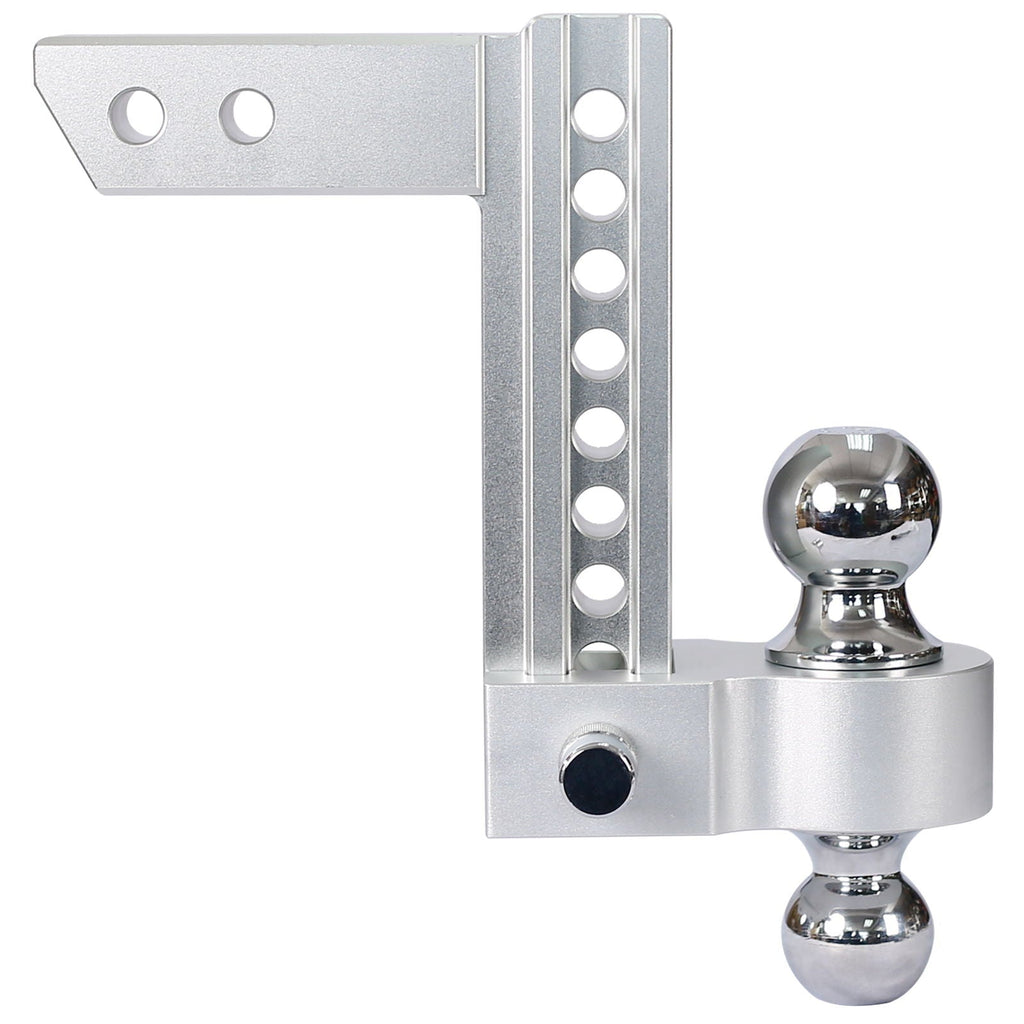 Aluminum Adjustable Trailer Drop Hitch with 8" Drop - Silver