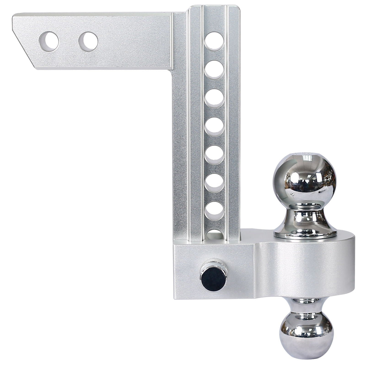 Aluminum Adjustable Trailer Drop Hitch with 8" Drop - Silver
