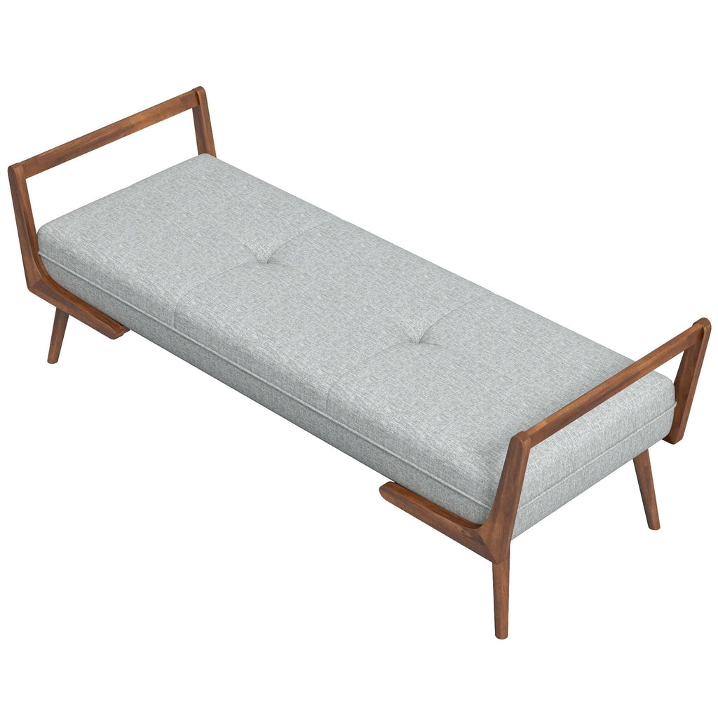 Gray Upholstered Bench with Biscuit Tufting - 51.2" Wide