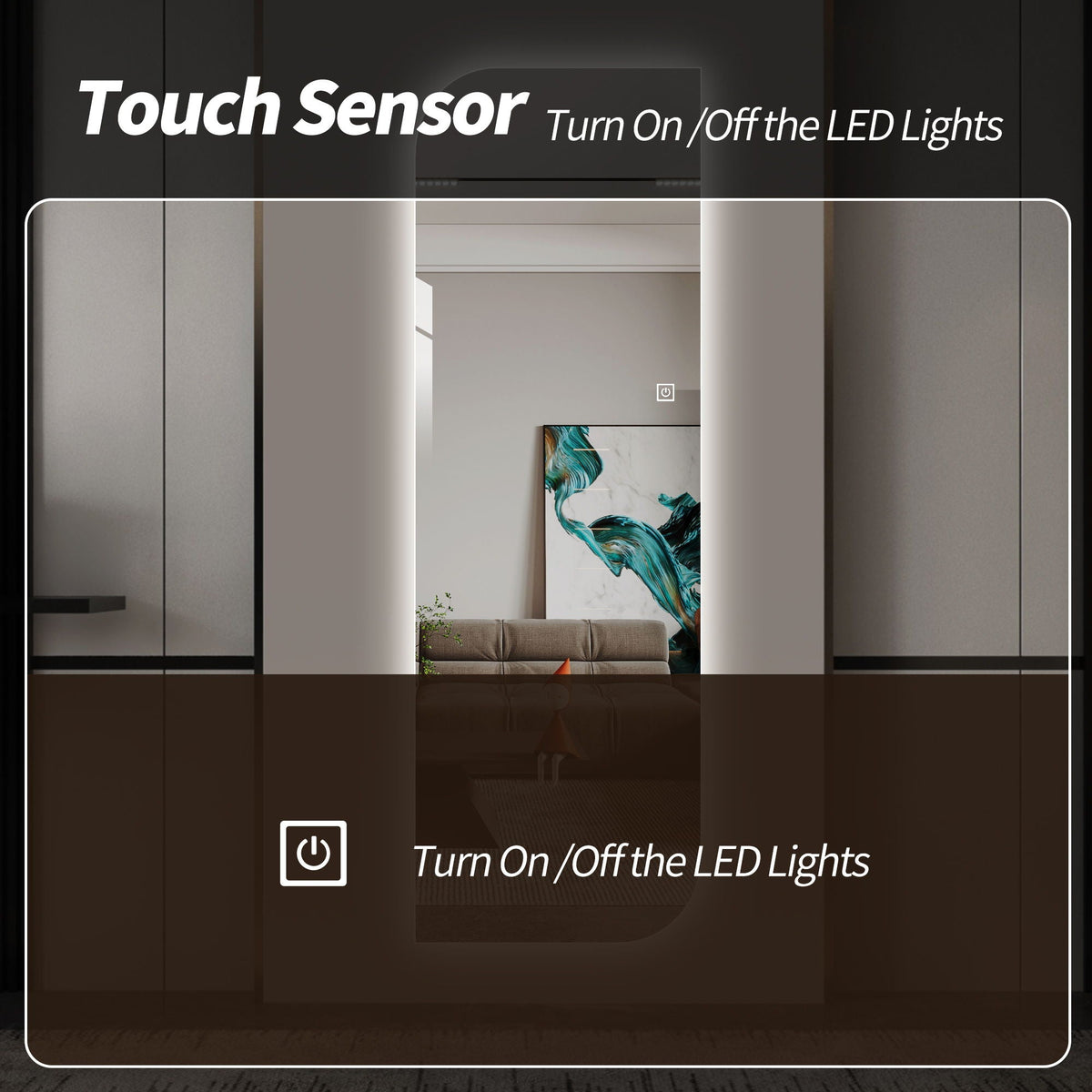 Irregular Shape LED Full Length Wall Mirror with 3 Color Dimmable Lighting - Silver
