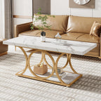 Rectangle Coffee Table, 2 Tier With Geometric Legs