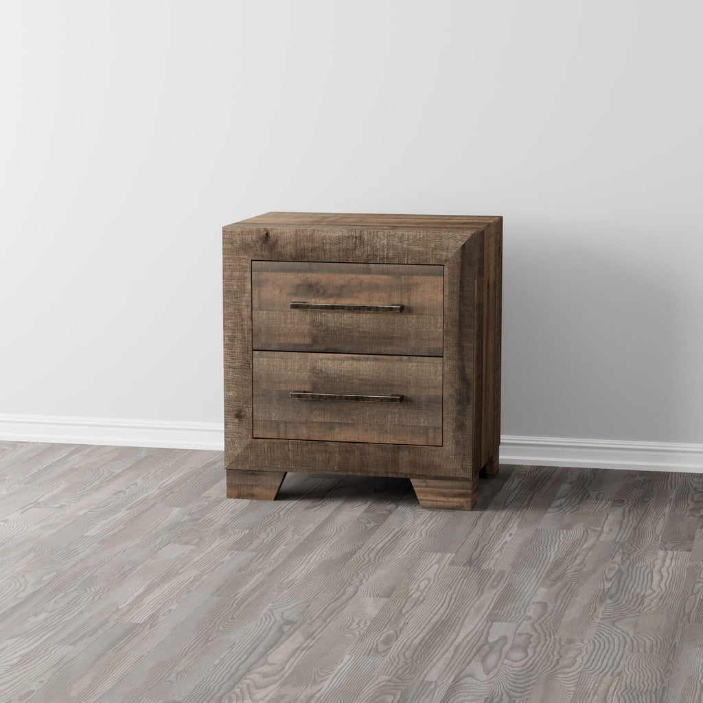 Brown 2 Drawer Nightstand with Functional Storage - Plinz