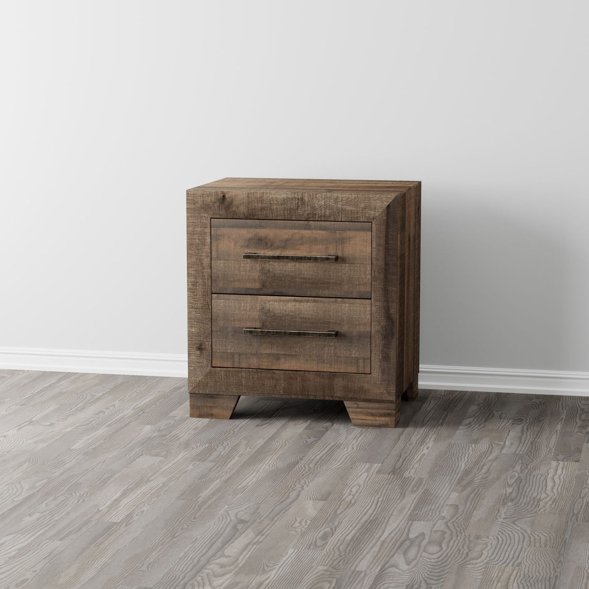 Brown 2 Drawer Nightstand with Functional Storage - Plinz