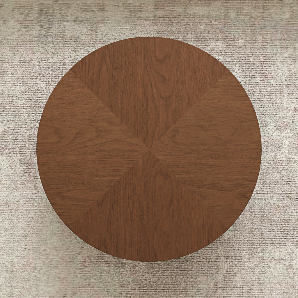 Drum Shaped Round Coffee Table with Solid Wood & MDF Construction - Natural