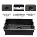 Black Undermount Kitchen Sink with Soundproof Pads - Stainless Steel