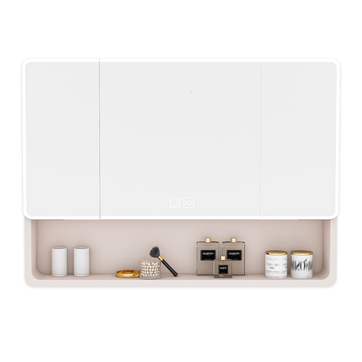 Aluminium Medicine Cabinet Mirror with LED & Defogging Function - Khaki