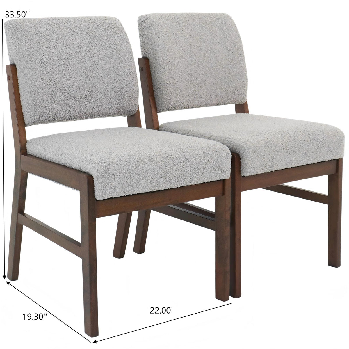Light Gray Dining Chair Set of 2 with Lumbar Support - Caldwell