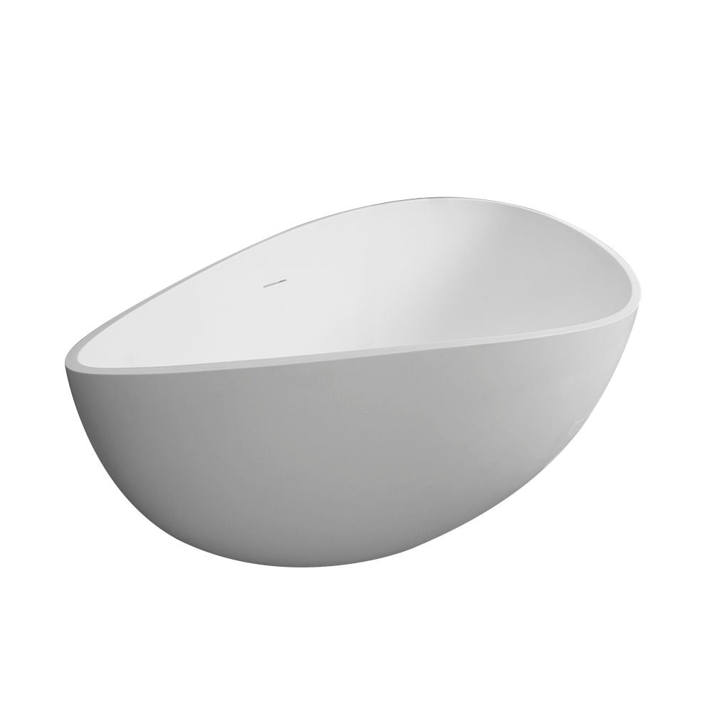 Freestanding Solid Surface Soaking Bathtub with Ergonomic Design – White or Black