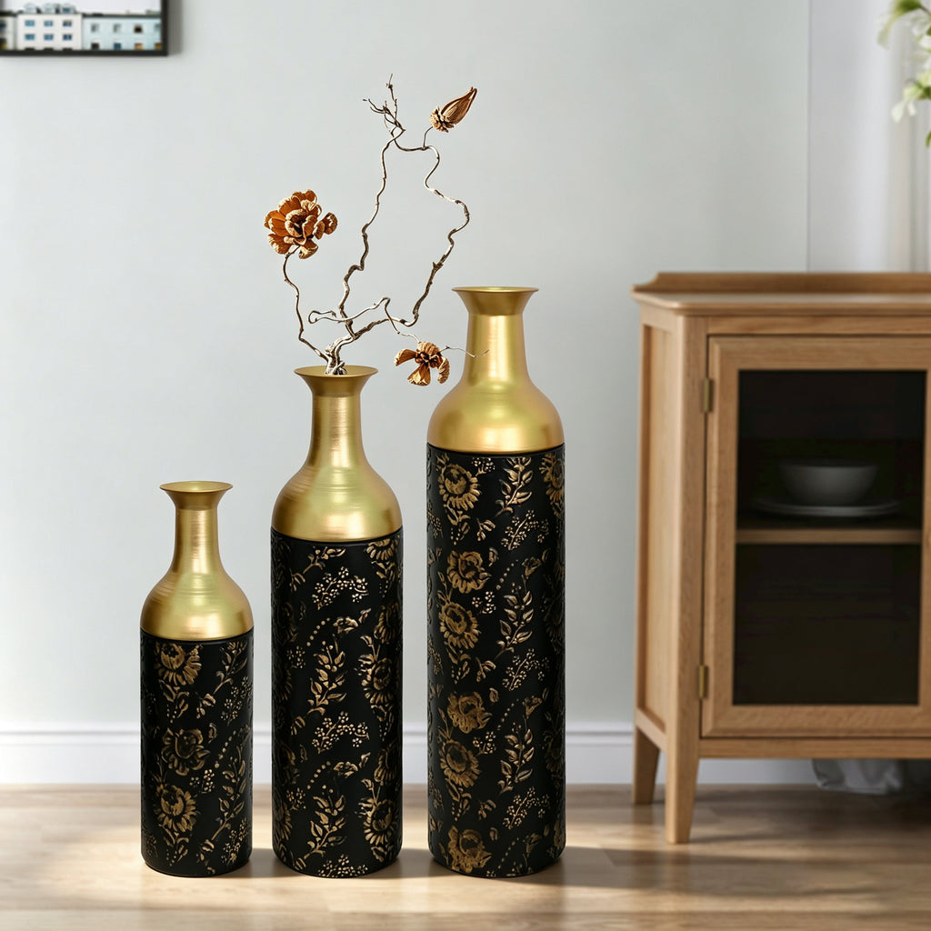Decorative Metal Vases Set of 3 with Rust-Resistant Finish - Iron