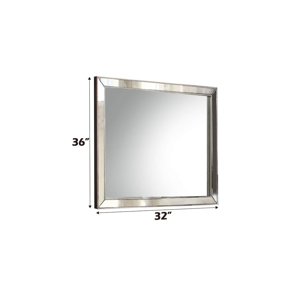 Voeville II Silver Wall Mirror with Wood Frame - Pearl Silver