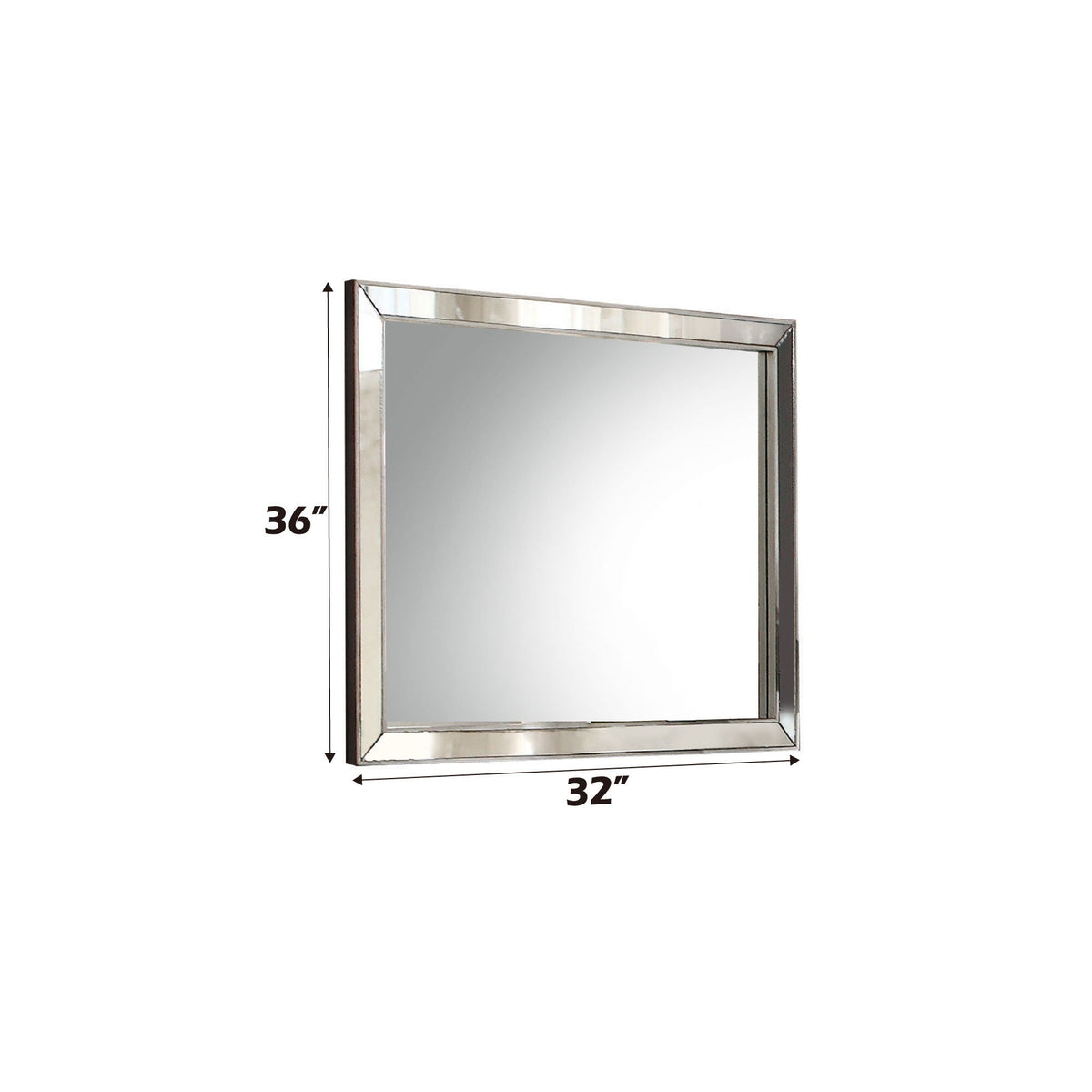 Voeville II Silver Wall Mirror with Wood Frame - Pearl Silver