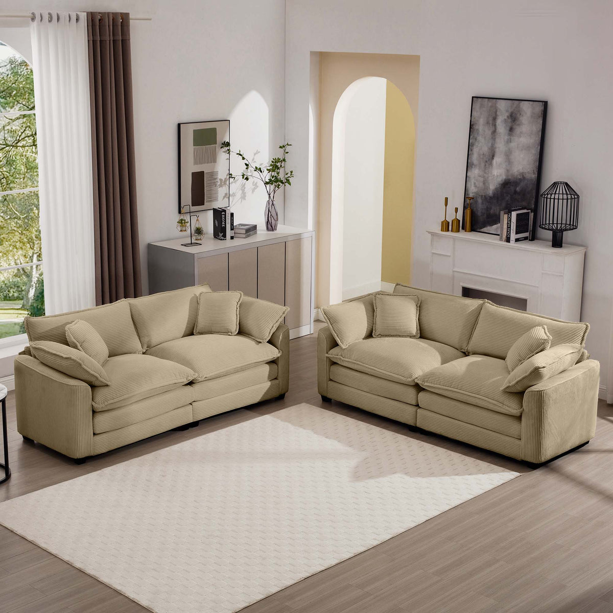Oversized Deep-Seat Fabric Sofa & Chair Sets
