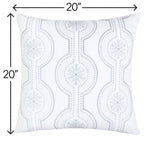 Holiday Throw Pillow with Snowflake Embroidery - 20x20 Inch