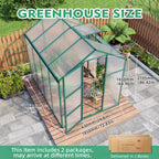 Polycarbonate Walk-In Greenhouse with Raised Base - Green