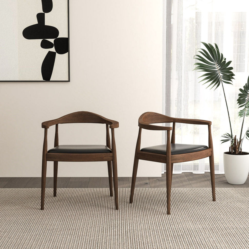 Mid-Century Modern Dining Chair with Armrests - Dark Gray or Dark Brown