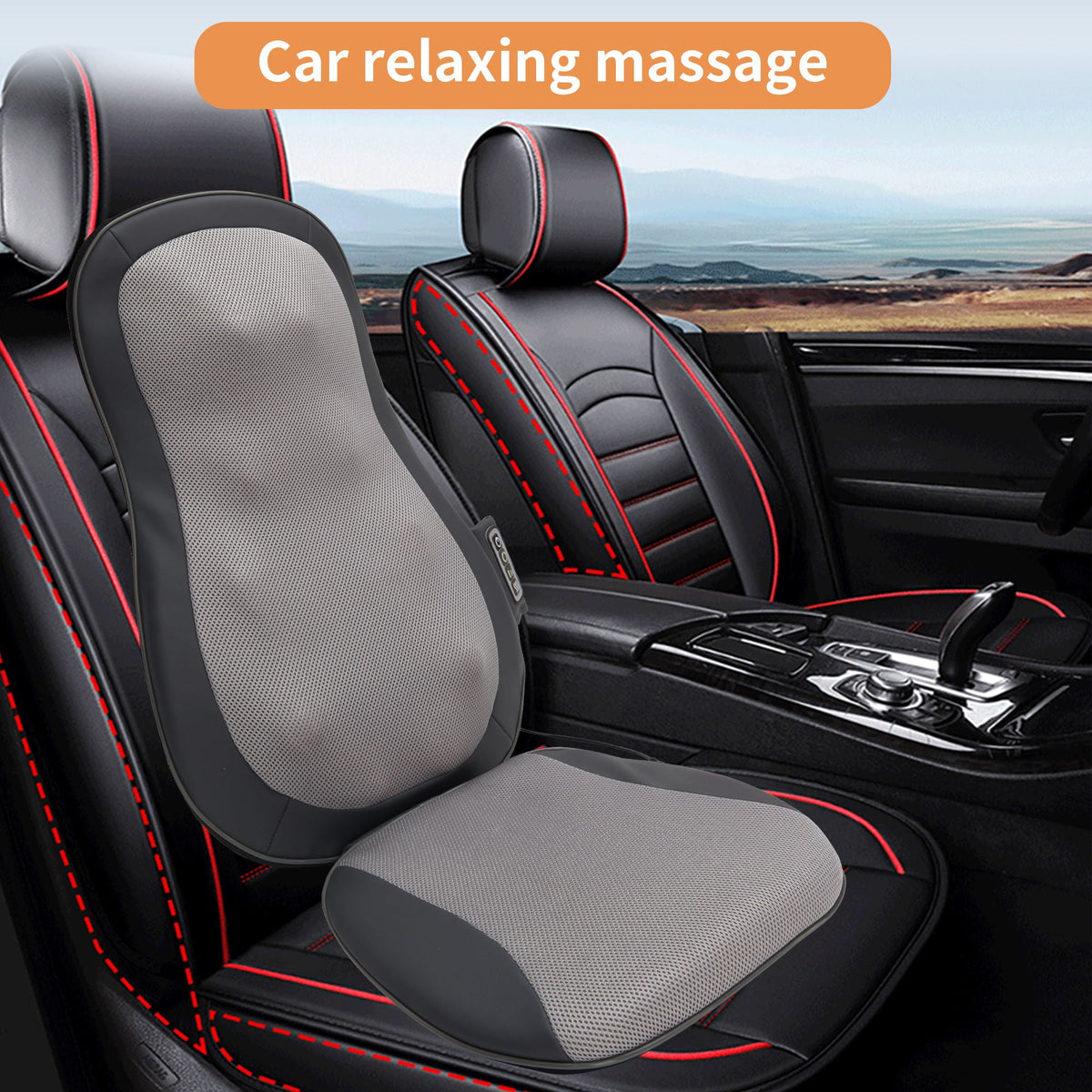 Therapeutic Shiatsu Massage Cushion with Heat Function - Polypropylene, Gray