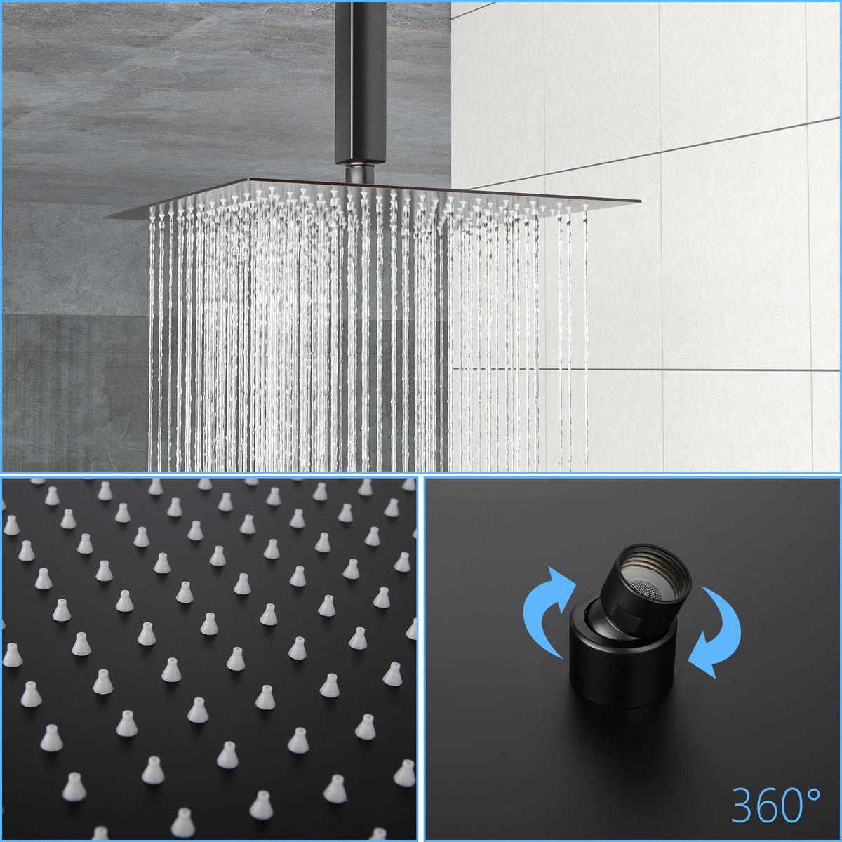 10" Square Rainfall Shower Head with Silicone Nozzle - Oil-Rubbed Bronze