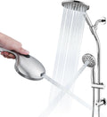 High Pressure Dual Shower Head Set with Adjustable Slide Bar - Silver