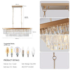 Rectangular Crystal Chandelier with Adjustable Height - Gold