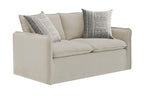 Pattern Linen Loveseat with 2 Toss Pillows - Beige