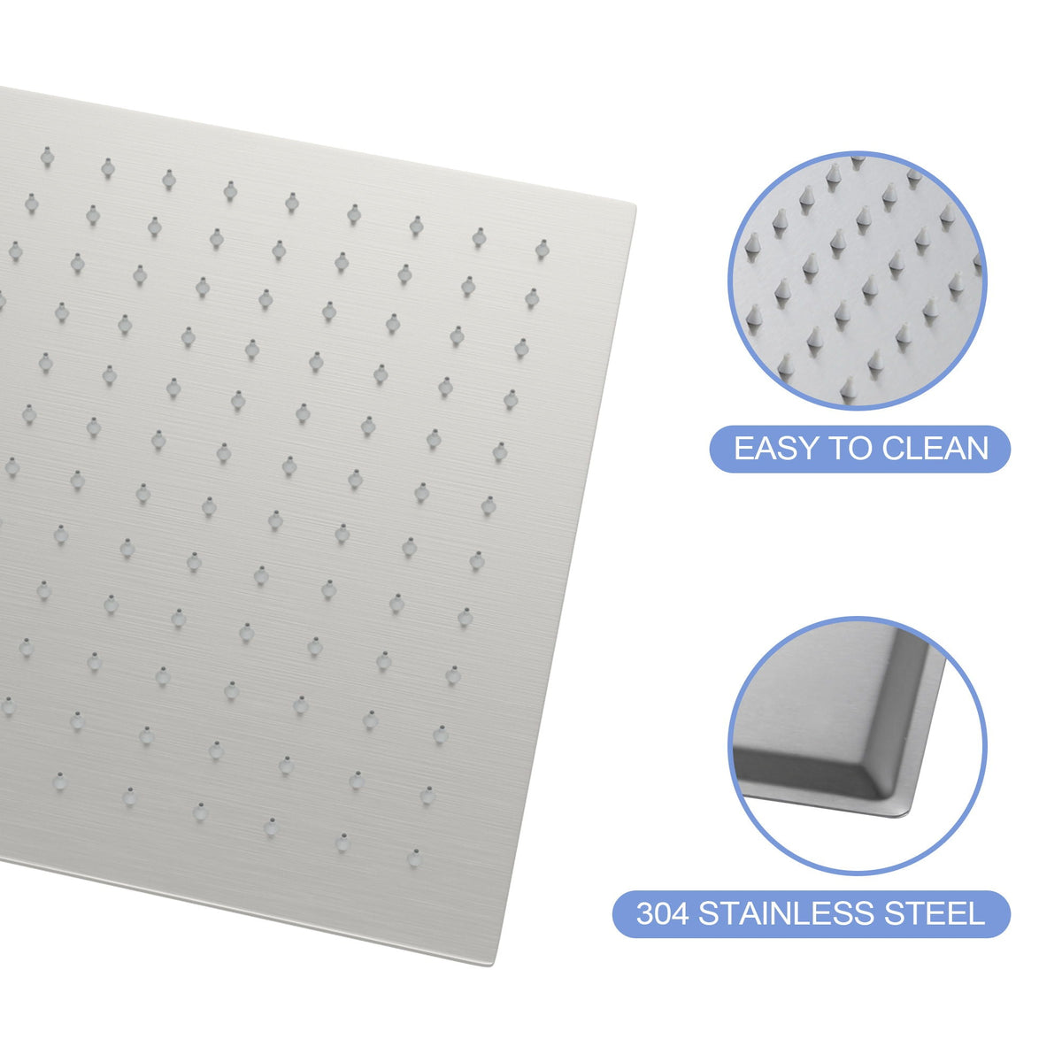 10" Square Rainfall Shower Head with 360° Adjustability – Multiple Colors