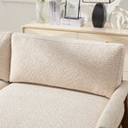Mid-Century Modern Boucle Fabric Sofa with Solid Wood Frame