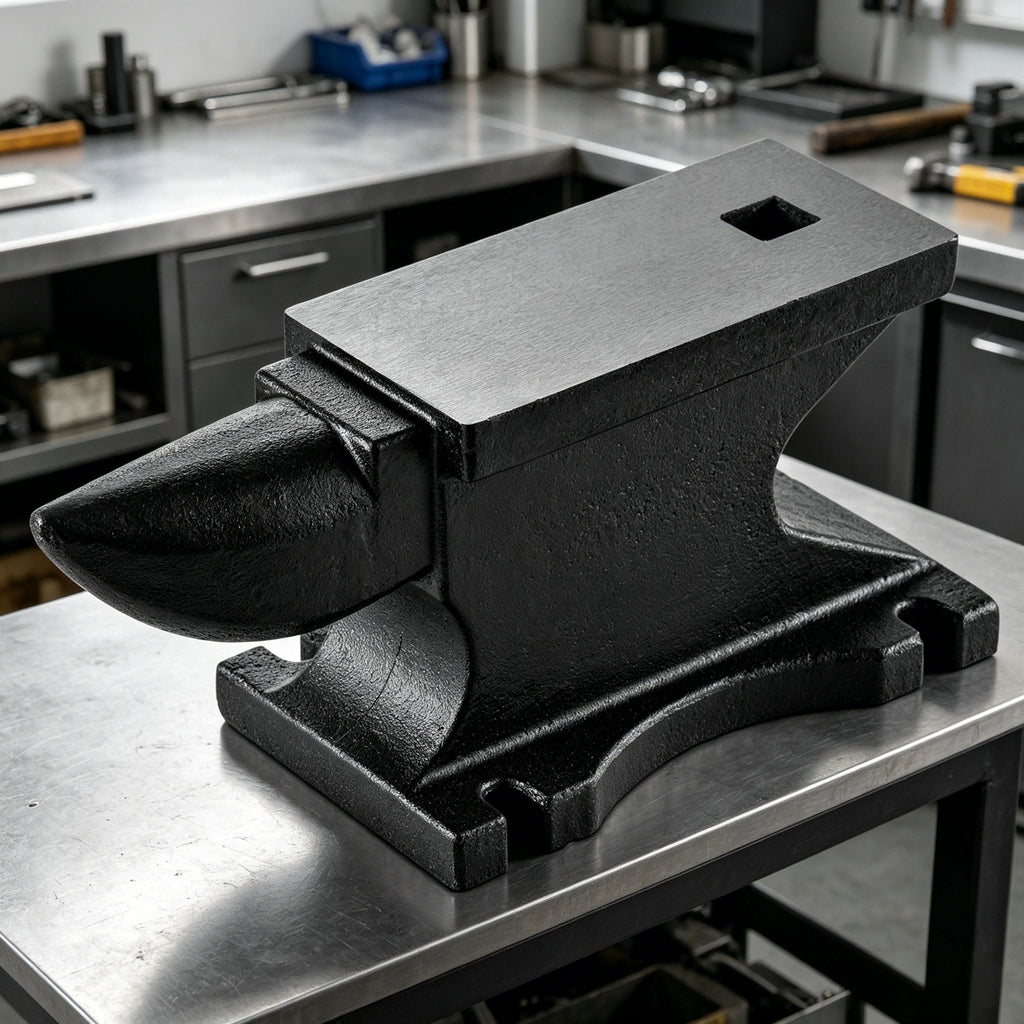 100 Lbs Single Horn Anvil with Countertop and Stable Base - Black
