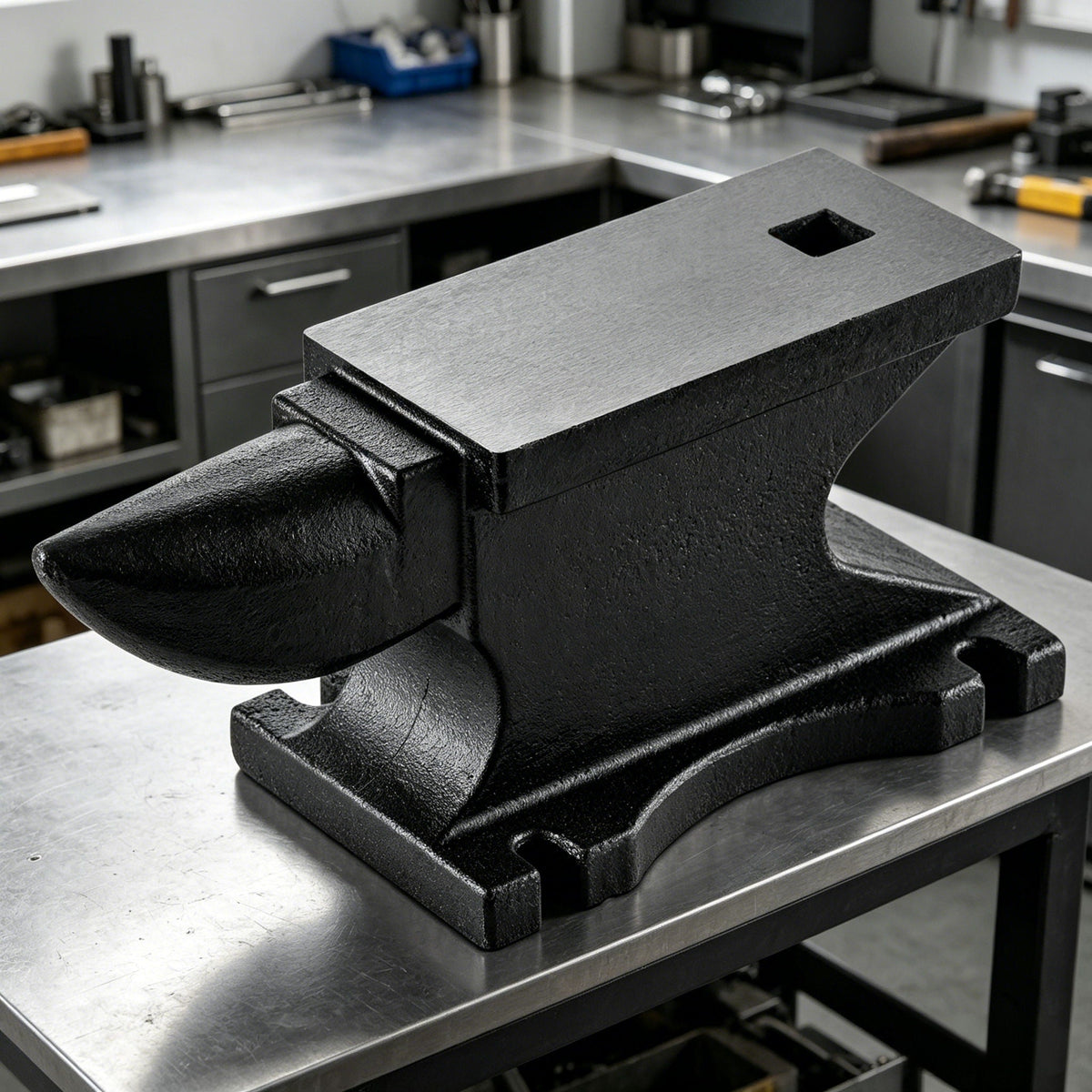 100 Lbs Single Horn Anvil with Countertop and Stable Base - Black