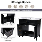 Bathroom Vanity With Sink and Drawers - Freestanding Solid Wood Cabinet