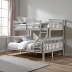 Twin Over Full Bunk Bed with Secure Ladder and Slat System - Dark Red or Gray