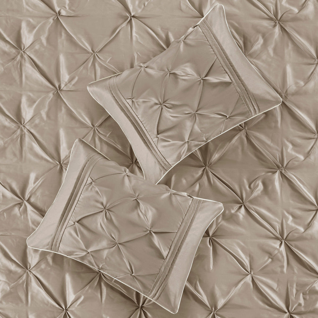 7 Piece Tufted Comforter Set in Taupe