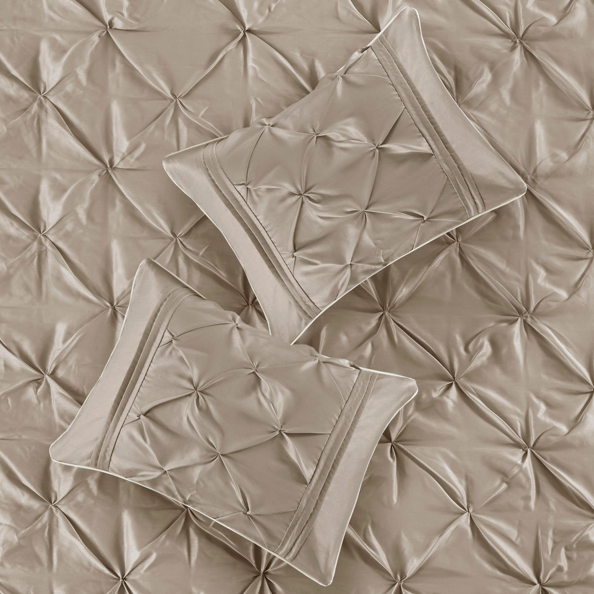 7 Piece Tufted Comforter Set in Taupe