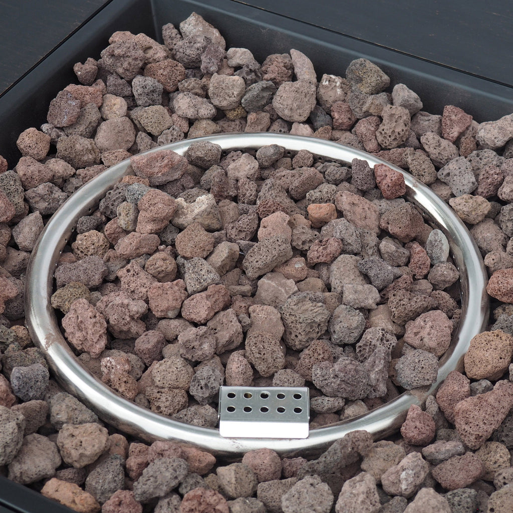 Outdoor Iron Square Propane Fire Pit with 50,000 BTU - Brushed Brown