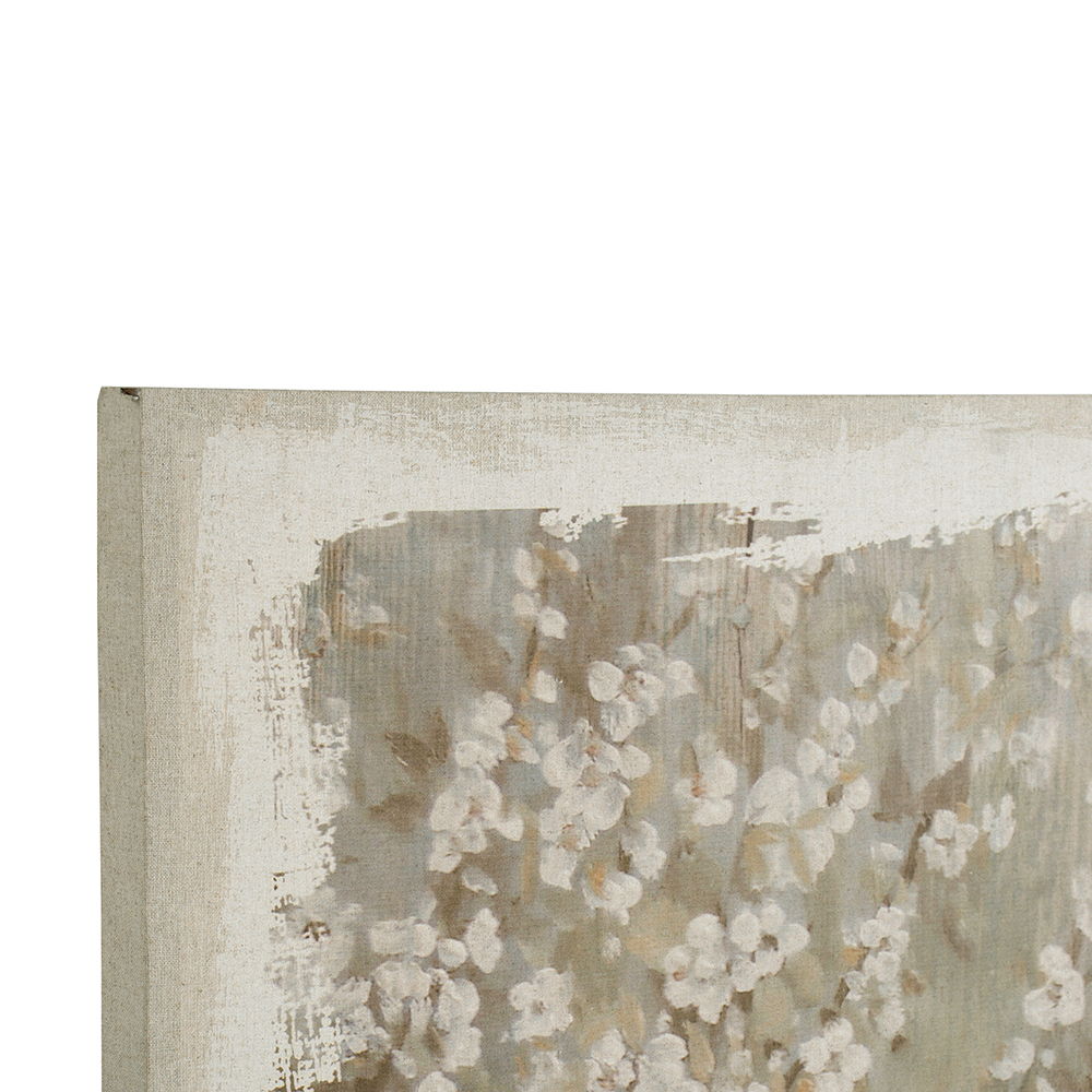 Large Cherry Blossom Canvas Art Print with Gray / White Matte Finish