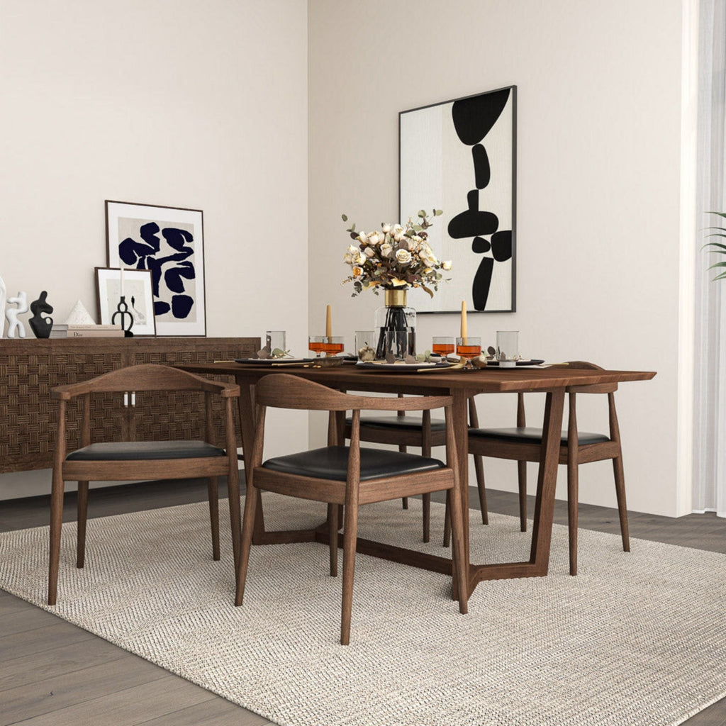 Mid-Century Modern Dining Chair with Armrests - Dark Gray or Dark Brown
