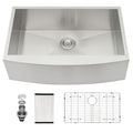 Farmhouse 36" Kitchen Sink with Apron Front - Brushed Nickel