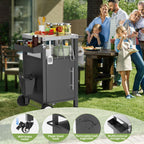 Outdoor Grill Cart With Storage, Rolling Bar Cart