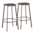 Espresso Industrial Square Barstool Set of 2 with Metal Base - Espresso