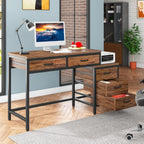 Computer Desk with Reversible 5 Drawer Storage - White or Light Brown