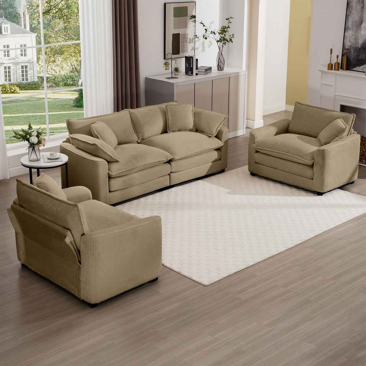 Oversized Deep-Seat Fabric Sofa & Chair Sets