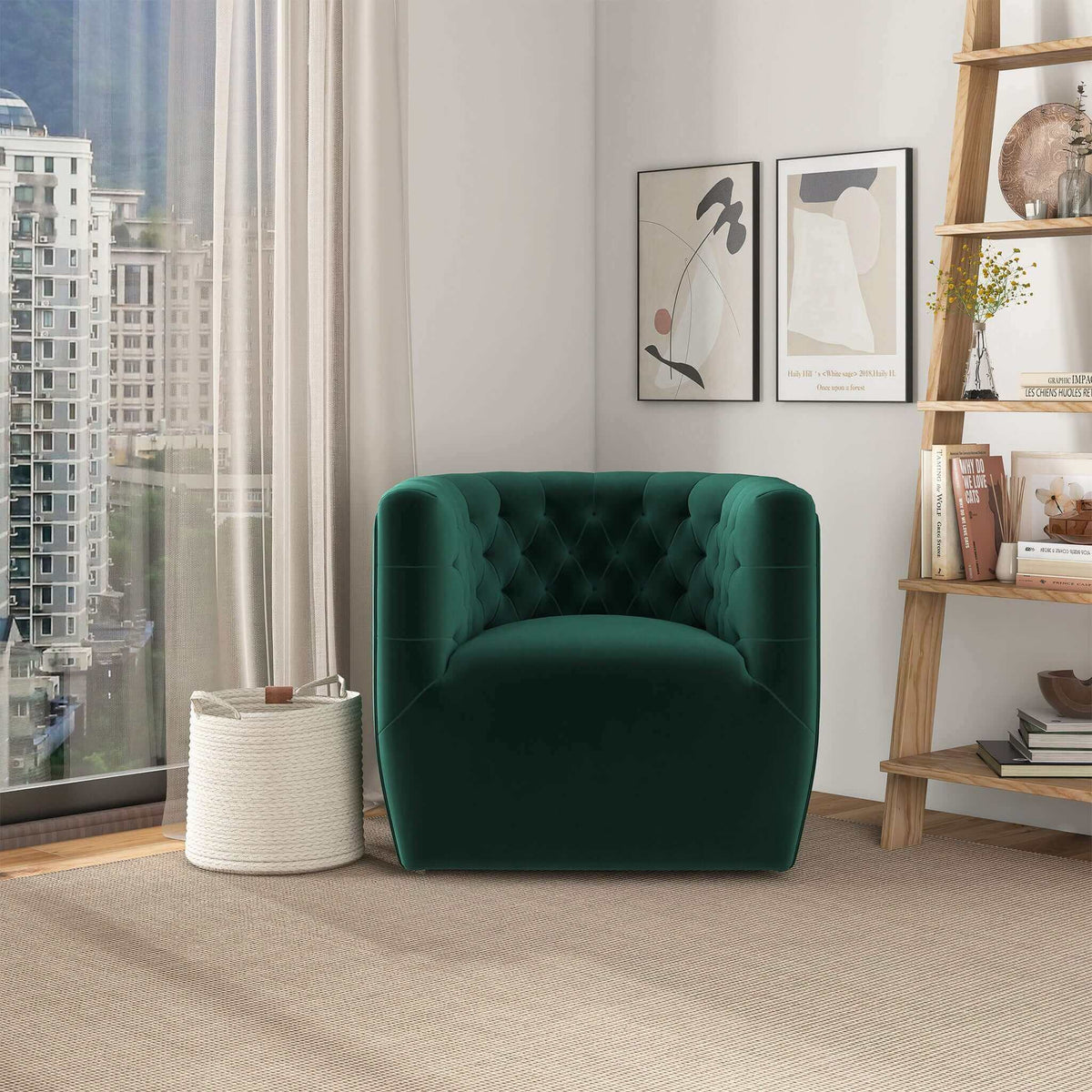 Ergonomic Design Swivel Chair with Tufted Accent - Multiple Colors