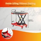 Hydraulic Lift Table Cart with 500 Lbs Load Capacity - Red / Black