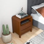 Brown 2-Drawer Nightstand with Solid Wood Construction