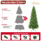 6FT Slim Christmas Tree with Hinged Branches - Green