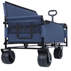 3-in-1 Convertible Folding Outdoor Wagon with Bench Seat - Dark Blue