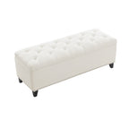 Button-Tufted Storage Ottoman with Safety Close Hinge - Beige or Dark Gray